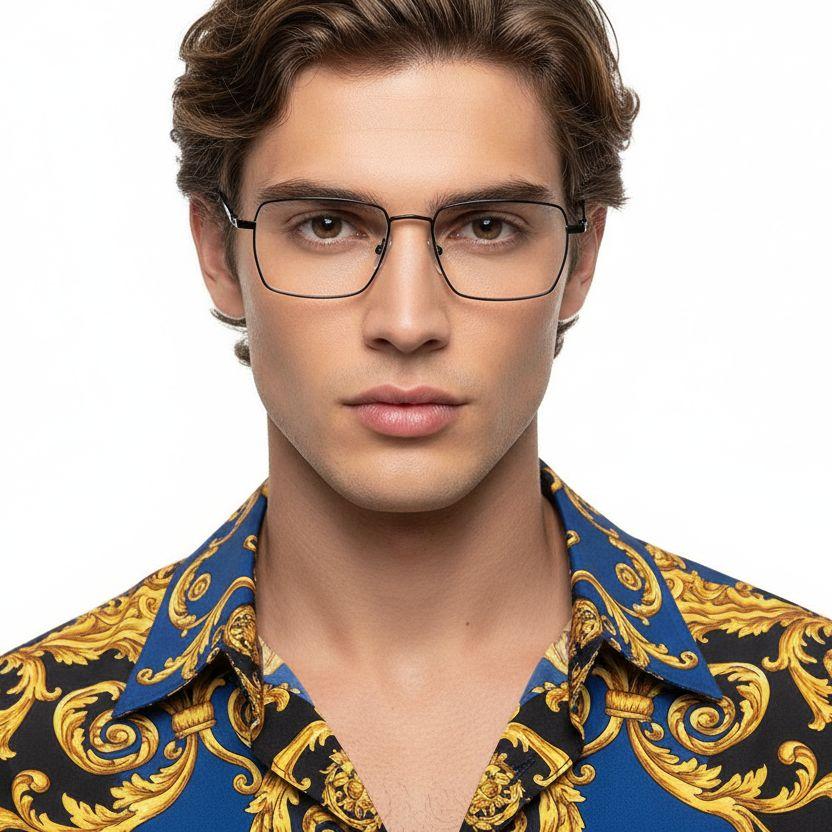 Rectangular Black Titanium Glasses #BS0406-0188