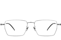 BS0406-0189_Silver_Rectangular_Titanium_Glasses_front