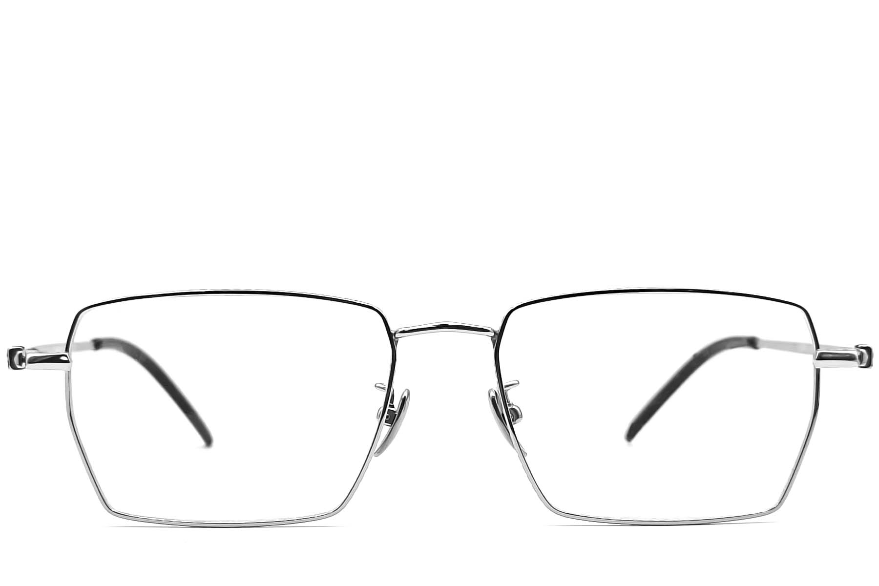 BS0406-0190_Silver_Rectangular_Titanium_Glasses_front
