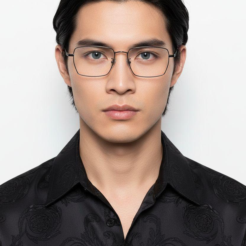 Rectangular Grey Titanium Glasses #BS0406-0191