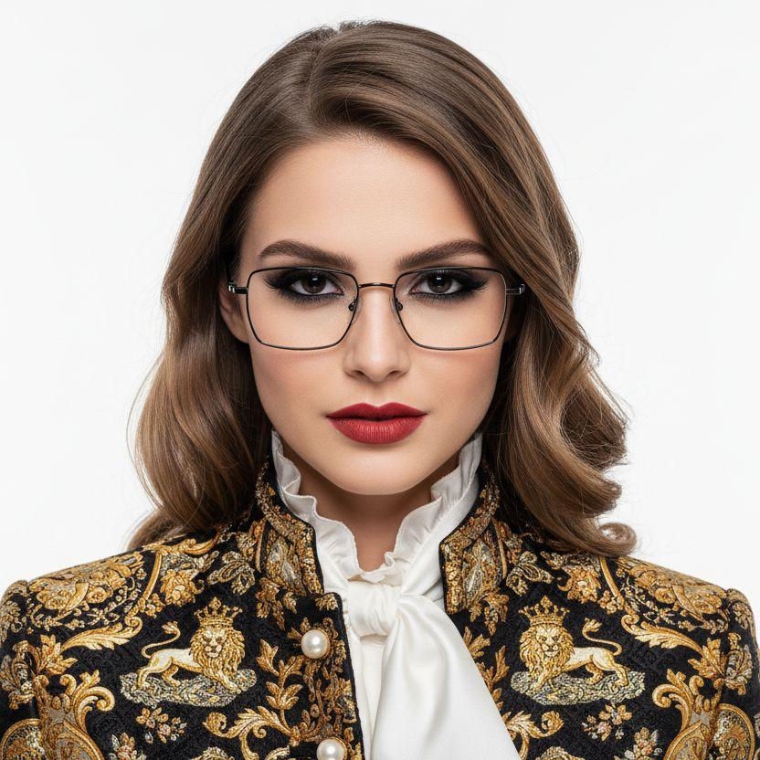 Lunettes rectangulaires en titane gris #BS0406-0191