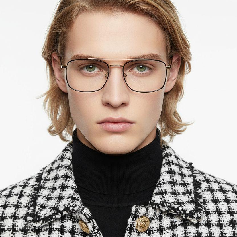 Aviator Golden Metal Glasses #BS0406-0193