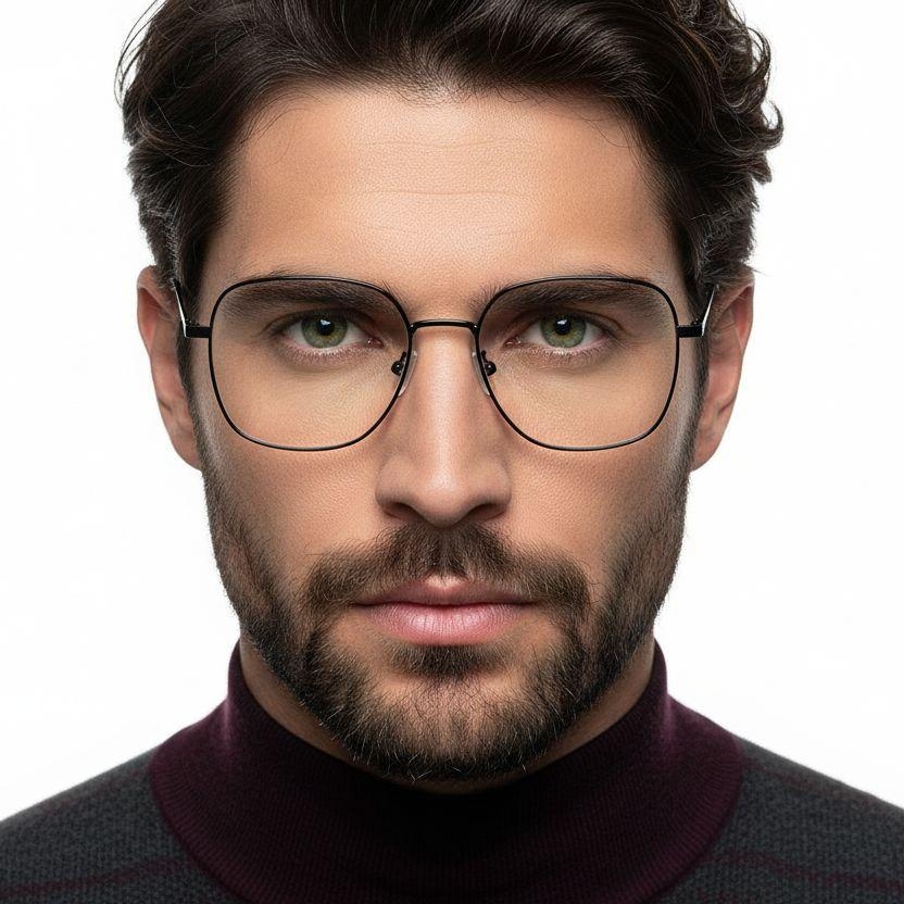 Gafas rectangulares de metal negro #BS0406-0201