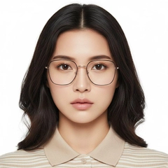 Rectangular Golden Metal Glasses #BS0406-0202