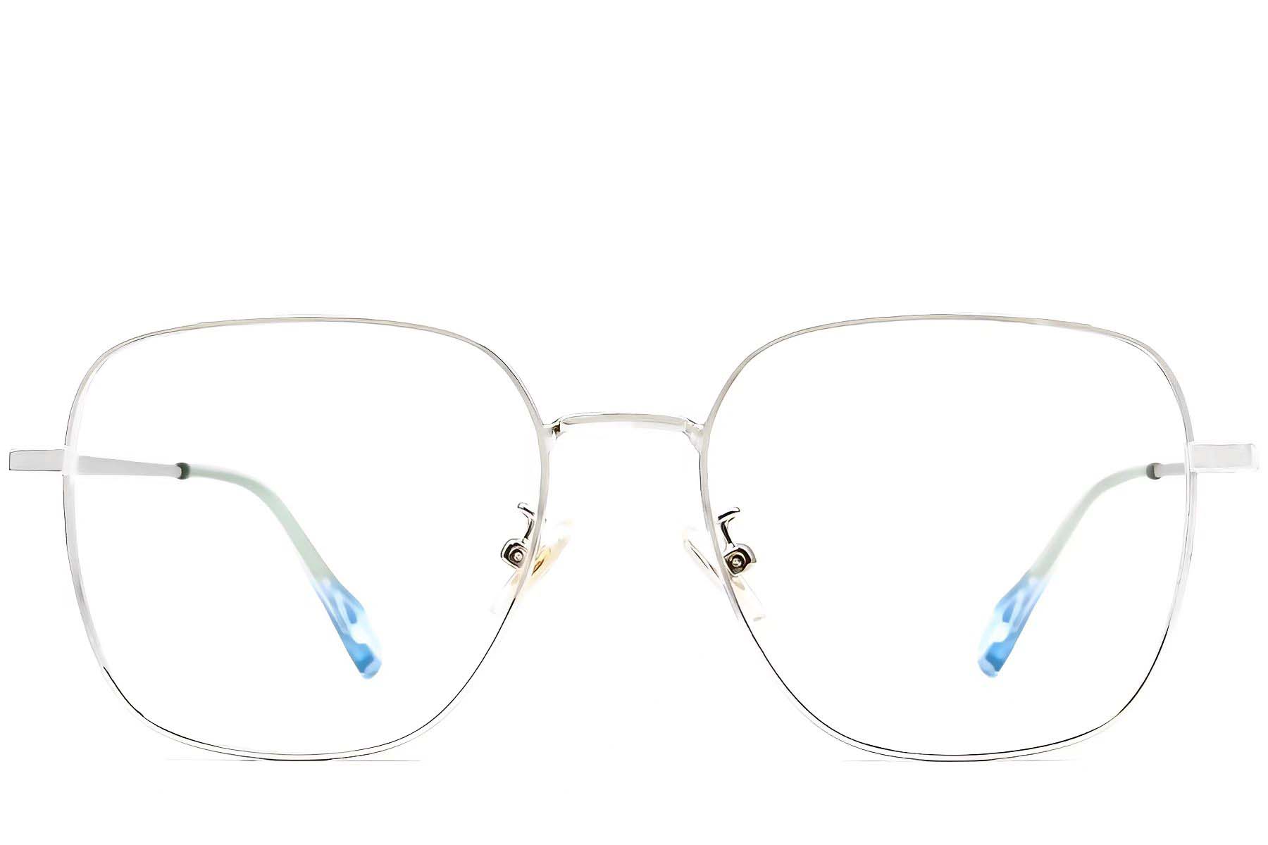 BS0406-0203_Silver_Rectangular_Metal_Glasses_front