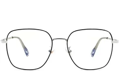 BS0406-0205_Silver_Rectangular_Metal_Glasses_front