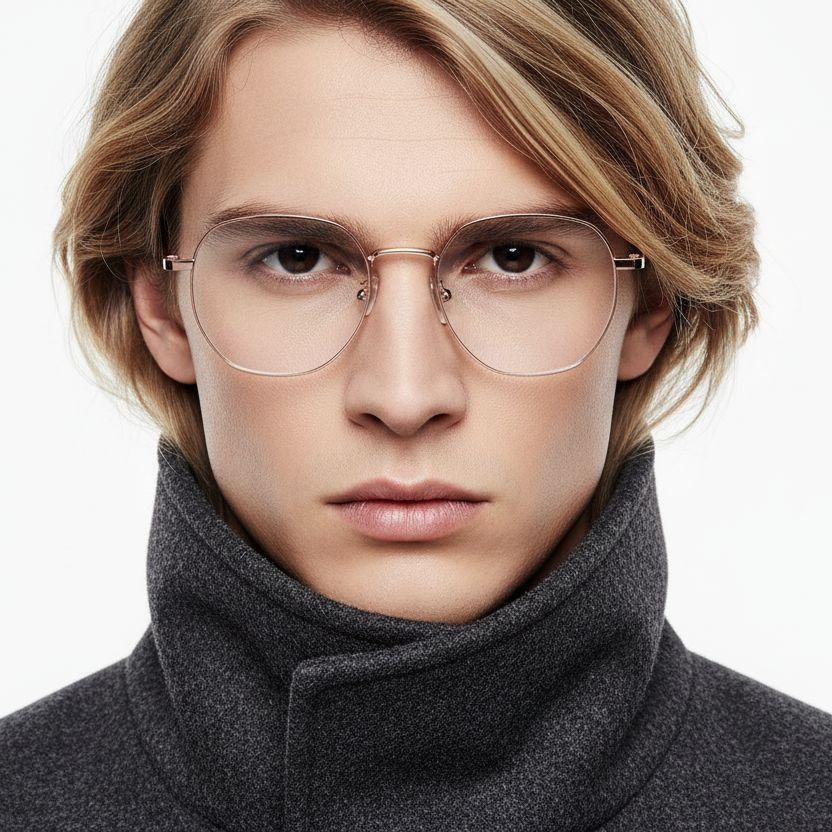 Gafas geométricas de metal rosa #BS0406-0208