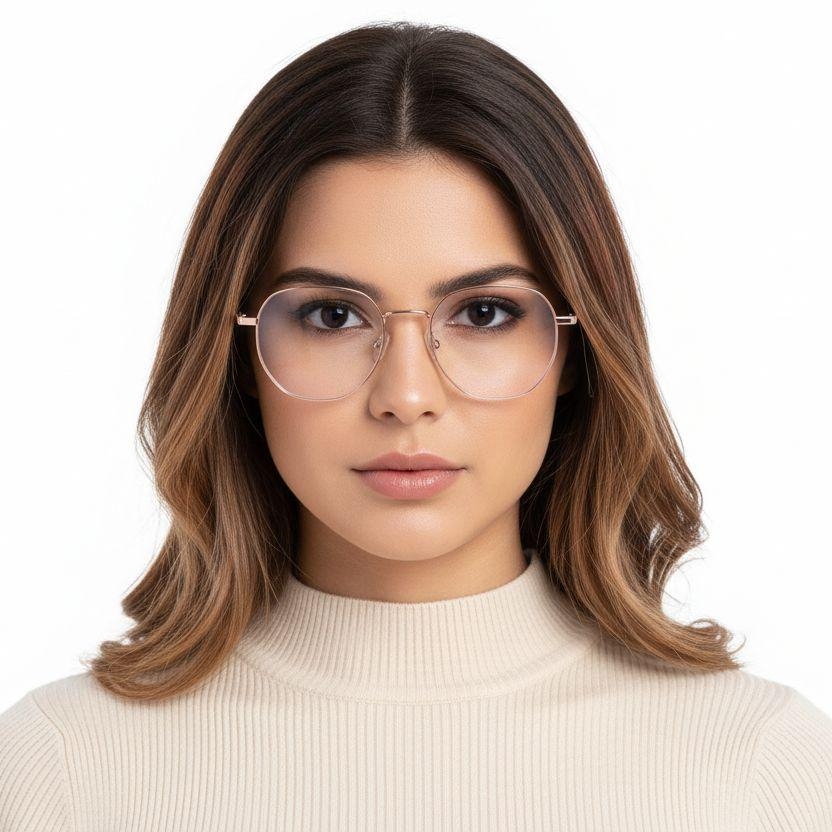 Gafas geométricas de metal rosa #BS0406-0208