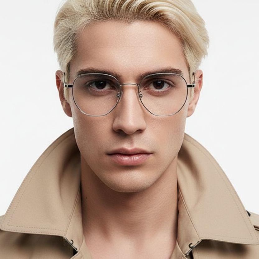 Geometrische Silbermetallbrille #BS0406-0209