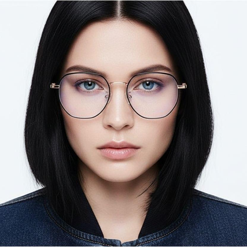 BS0406-0210_Golden_Geometric_Metal_Glasses_model