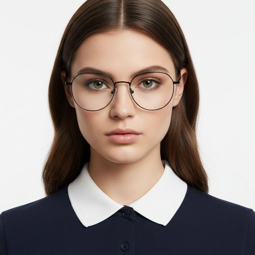 Ovale schwarze Metallbrille #BS0406-0211