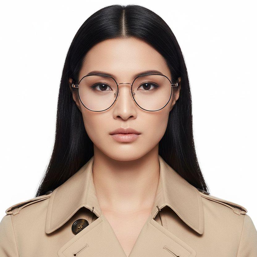 Oval Golden Metal Glasses #BS0406-0212