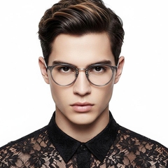 Gafas ovaladas de metal gris #BS0406-0247