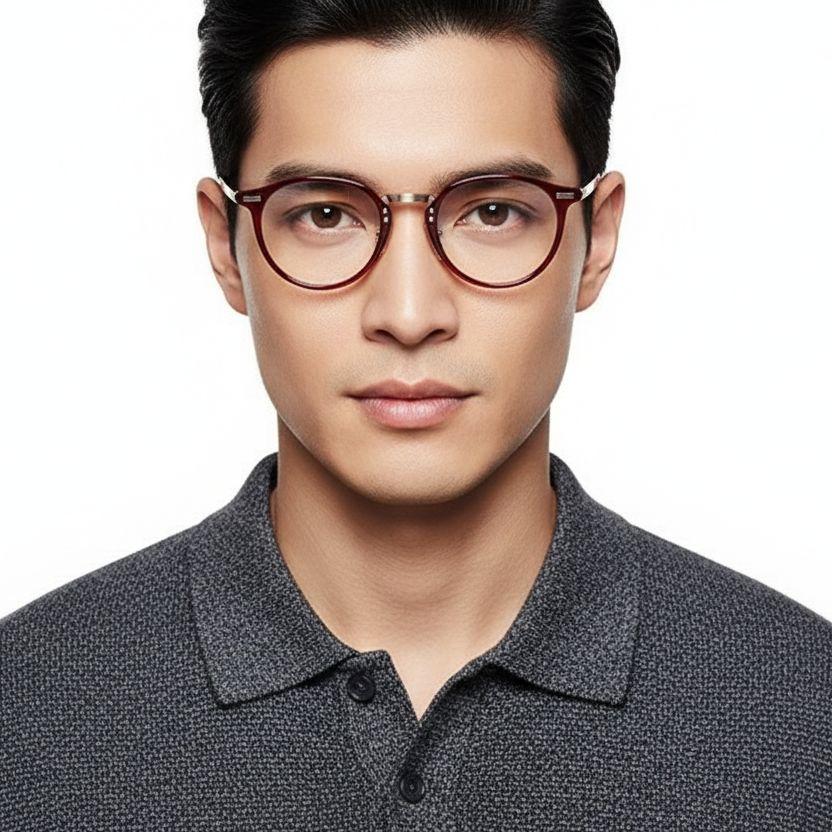 Lunettes ovales en métal rouge #BS0406-0248