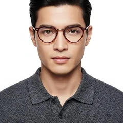 Oval Red Metal Glasses #BS0406-0248
