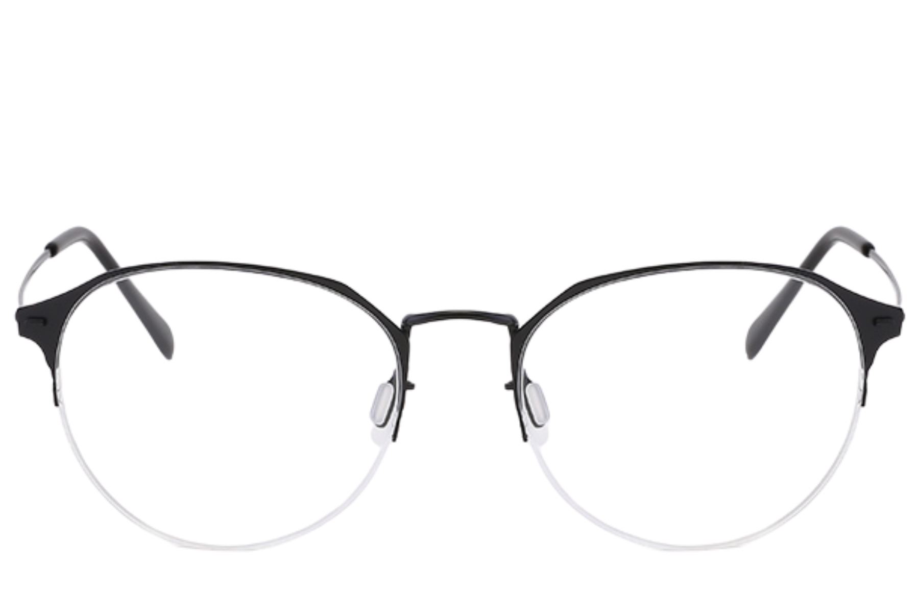 BS0406-0249_Black_Semi-rimless_Metal_Glasses_front
