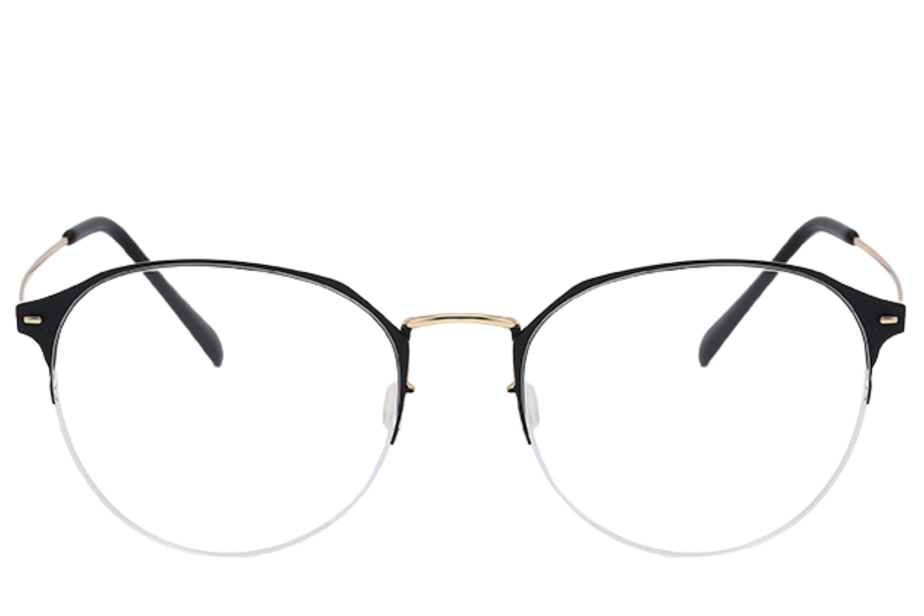 BS0406-0250_Golden_Semi-rimless_Metal_Glasses_front