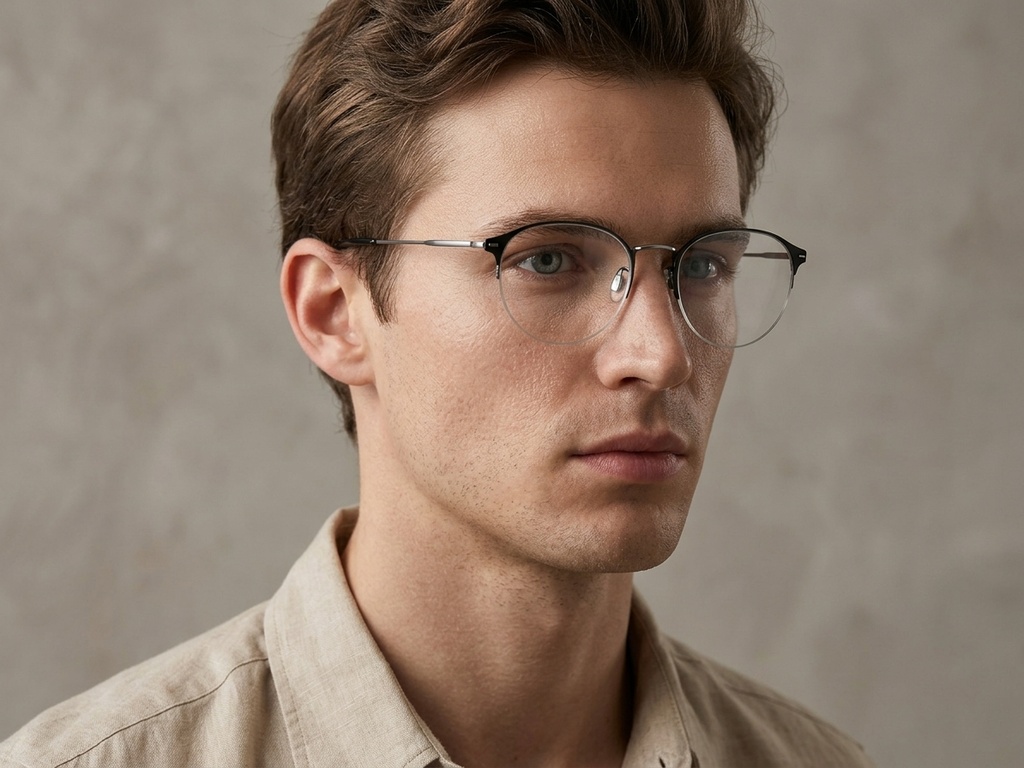 BS0406-0251_Silver_Semi-rimless_Metal_Glasses-tryon_male