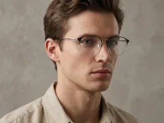 BS0406-0251_Silver_Semi-rimless_Metal_Glasses-tryon_male