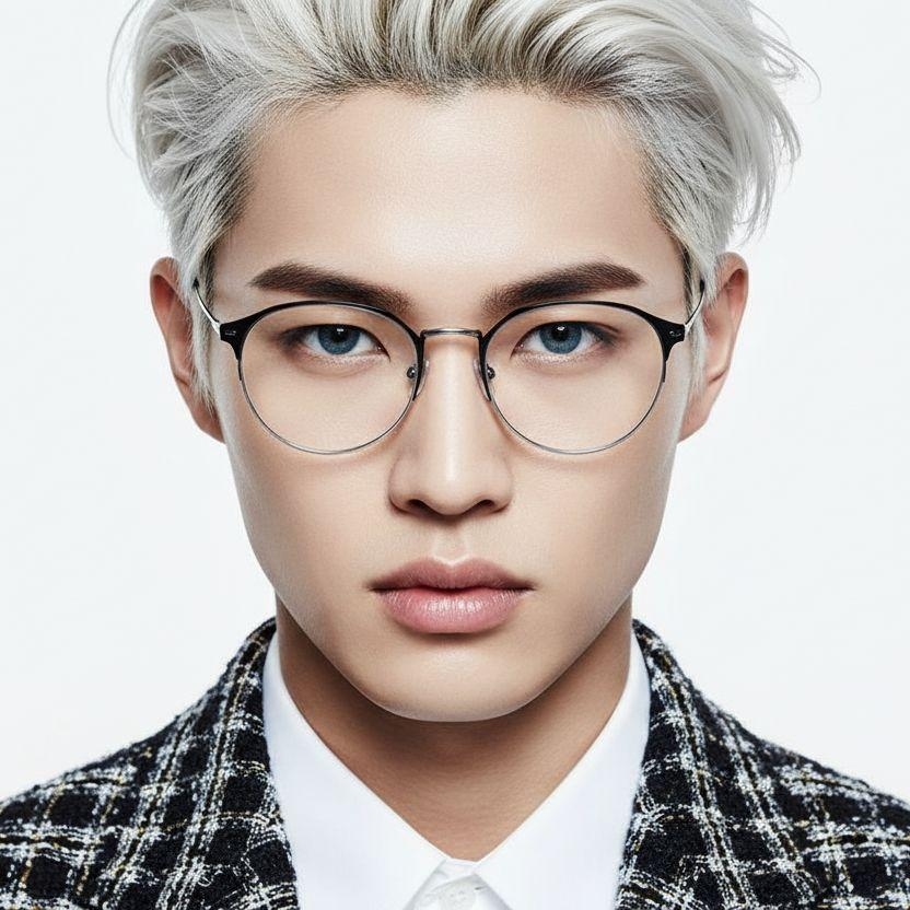 Semi-rimless Silver Metal Glasses #BS0406-0251