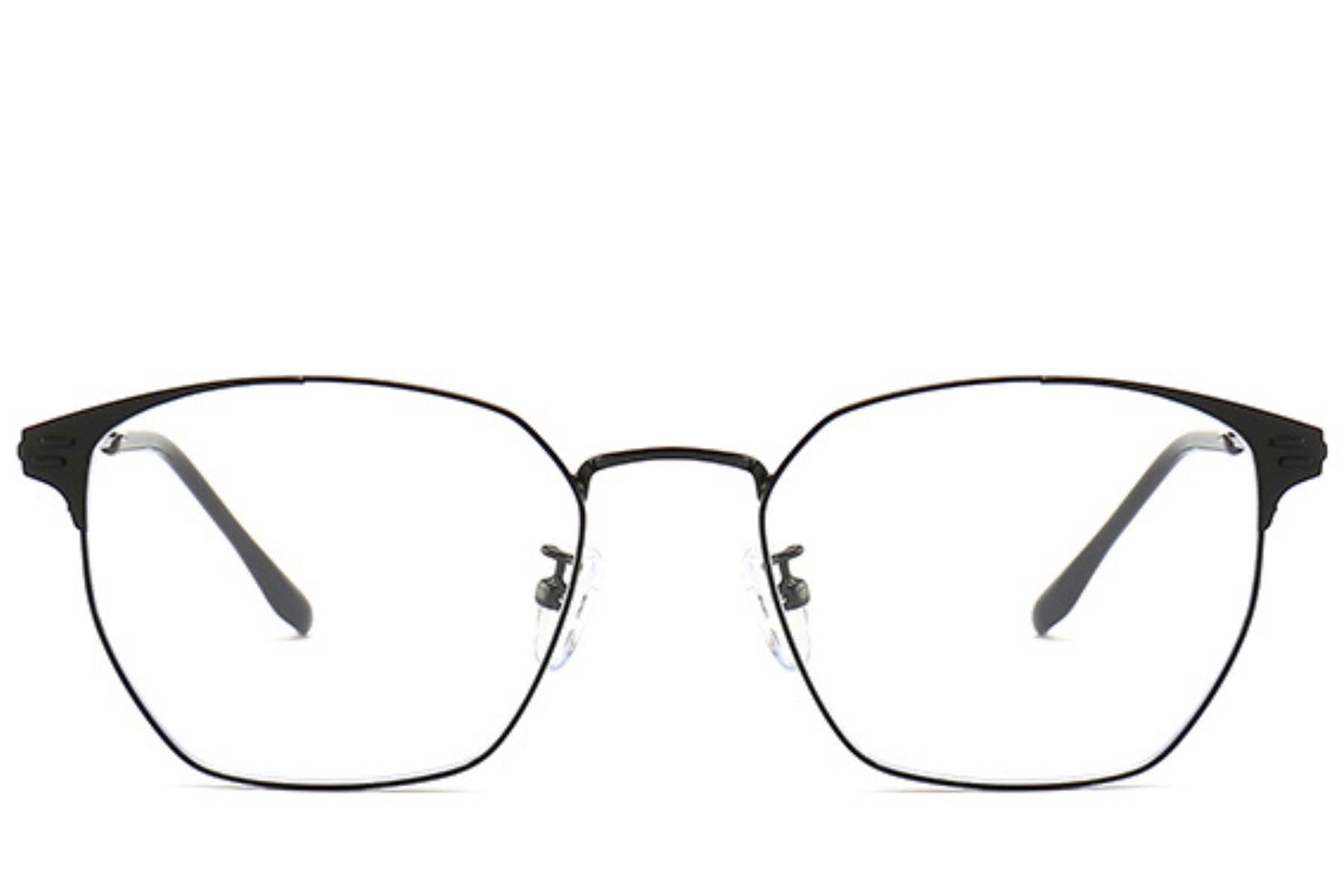 BS0406-0252_Black_Semi-rimless_Metal_Glasses_front