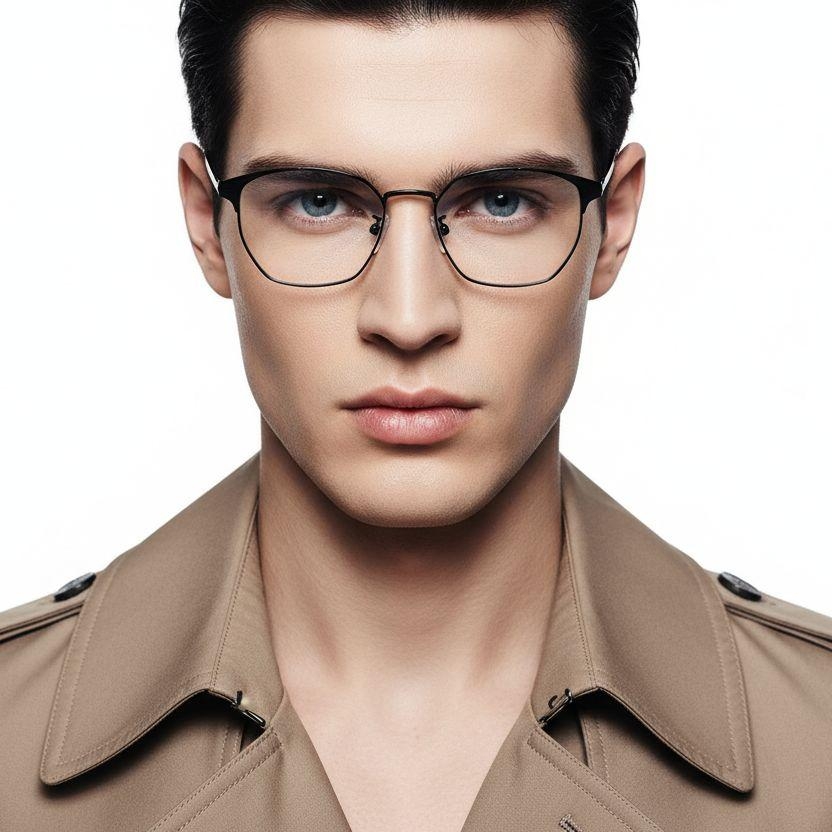 Gafas de metal negro semi al aire #BS0406-0252