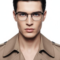 Semi-rimless Black Metal Glasses #BS0406-0252