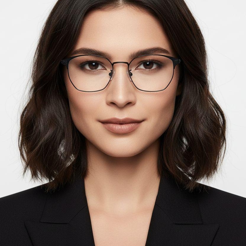 Gafas de metal negro semi al aire #BS0406-0252