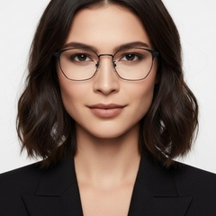 Semi-rimless Black Metal Glasses #BS0406-0252