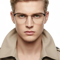 Semi-rimless Golden Metal Glasses #BS0406-0253