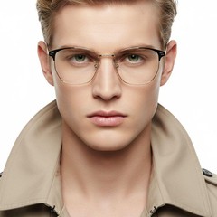 Lunettes demi-cerclées en métal doré #BS0406-0253