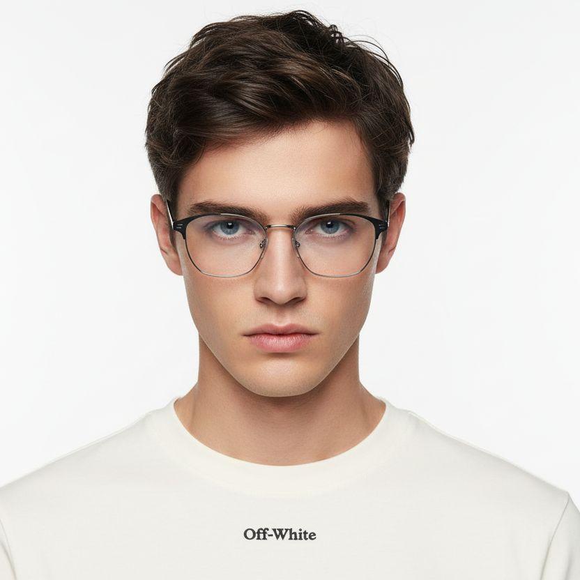 Semi-rimless Grey Metal Glasses #BS0406-0254