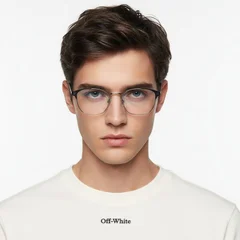 Semi-rimless Grey Metal Glasses #BS0406-0254