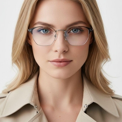 Semi-rimless Grey Metal Glasses #BS0406-0254
