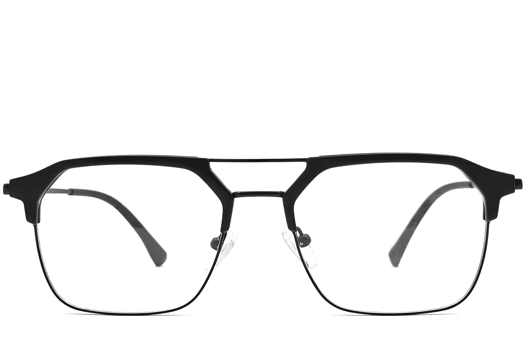 BS0406-0255_Black_Semi-rimless_TR90_Glasses_front