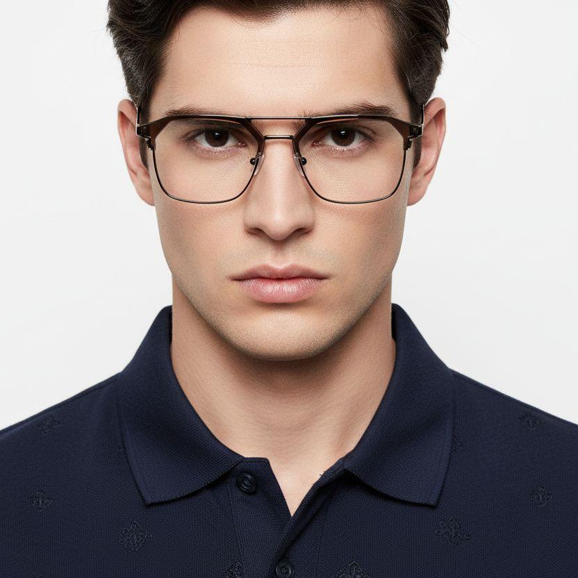 Semi-rimless Brown TR90 Glasses #BS0406-0258