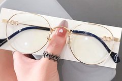 BS0406-0260_Golden_Oval_Metal_Glasses_front