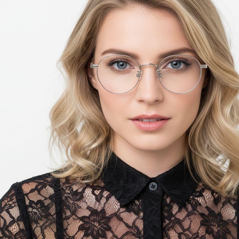 Oval Silver Metal Glasses #BS0406-0261