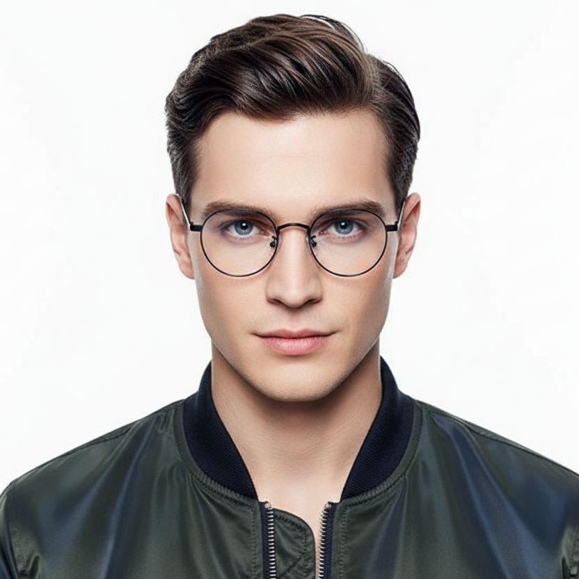 Gafas ovaladas de metal negro #BS0406-0262