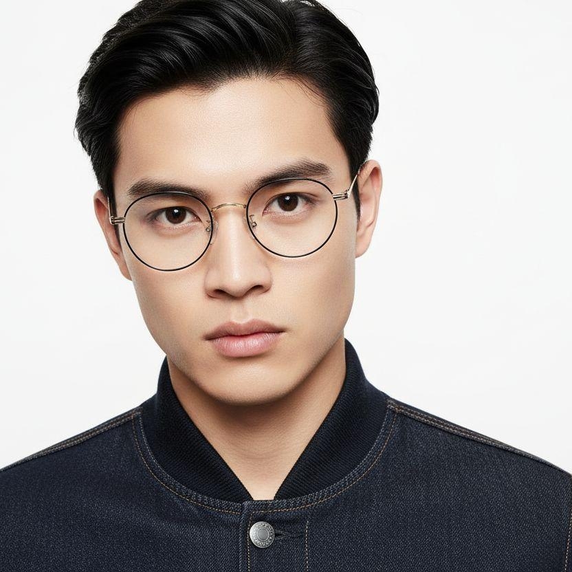 Oval Golden Metal Glasses #BS0406-0263