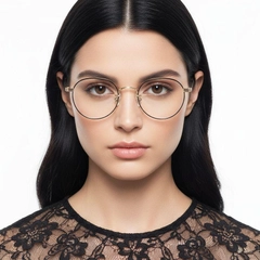 Oval Golden Metal Glasses #BS0406-0263