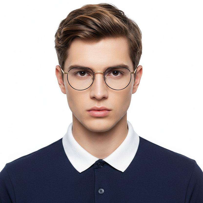 Oval Golden Metal Glasses #BS0406-0268