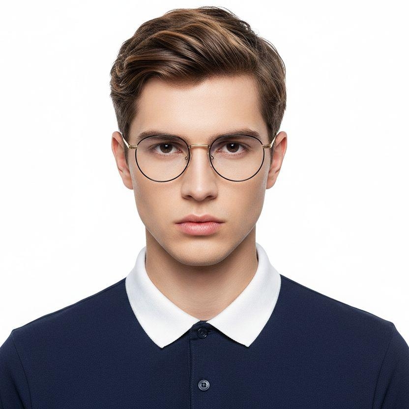 Oval Golden Metal Glasses #BS0406-0268