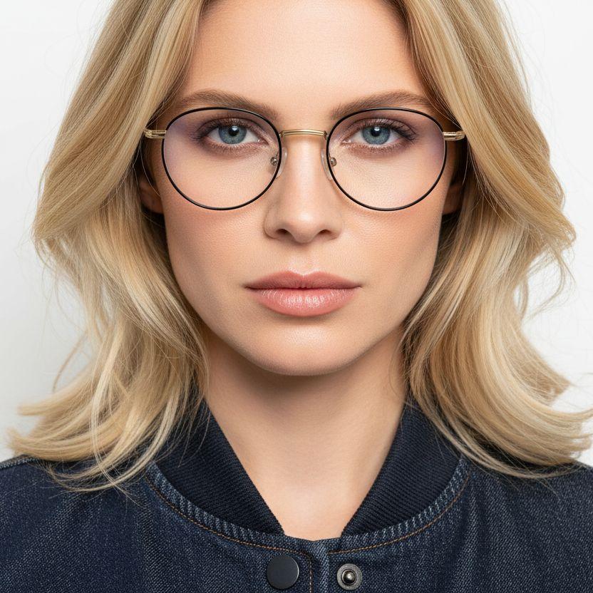 Oval Golden Metal Glasses #BS0406-0268