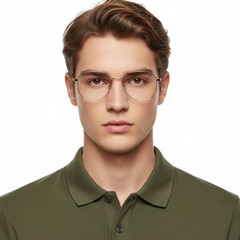 Lunettes ovales en titane doré #BS0406-0272