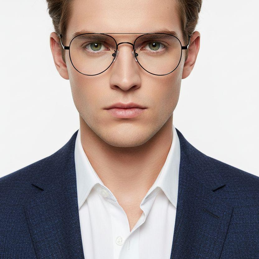 Gafas de aviador de titanio negro #BS0406-0274