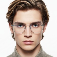 Lunettes géométriques en métal argenté #BS0406-0281