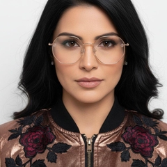 Gafas geométricas de metal rosa #BS0406-0282