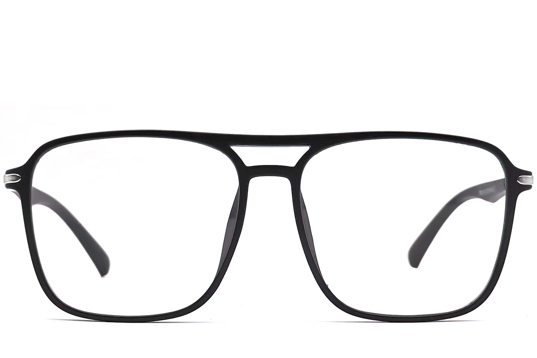 BS0406-0297_Black_Aviator_TR90_Glasses_front