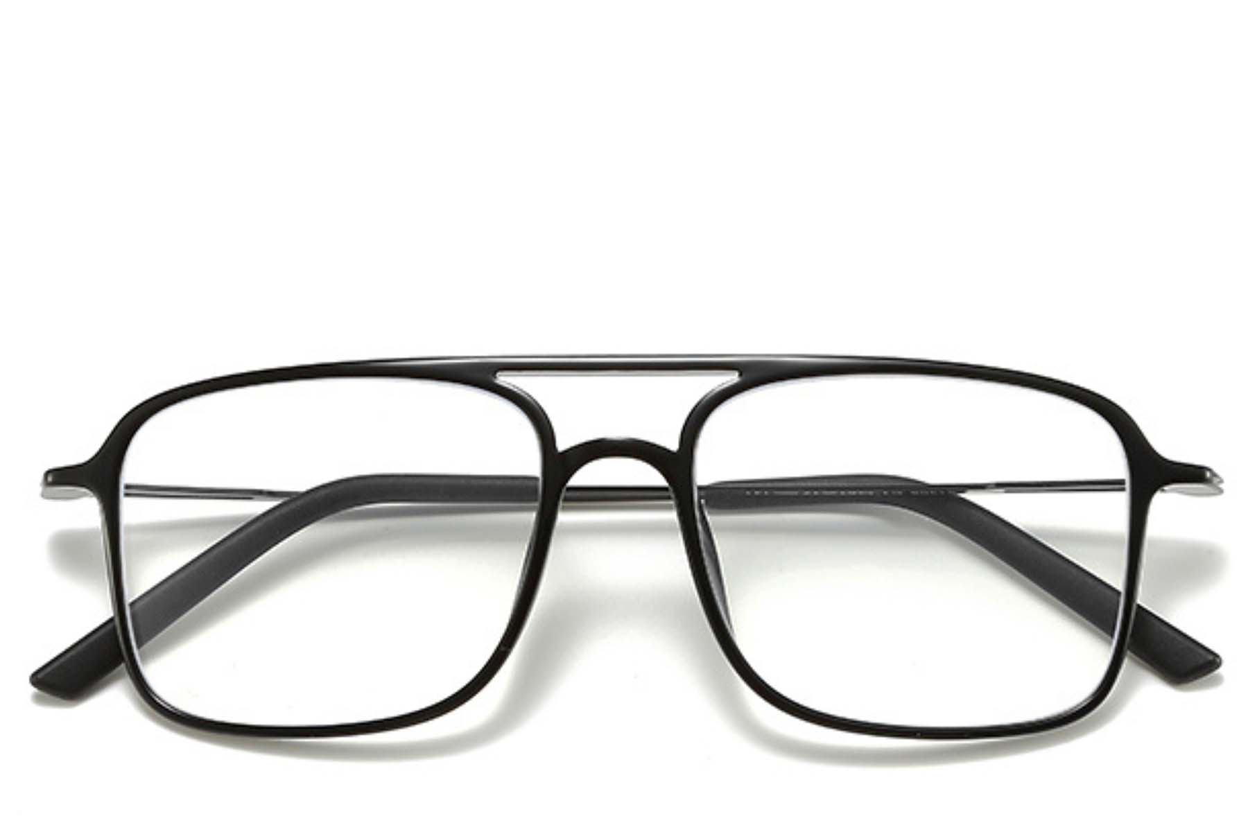 BS0406-0312_Black_Aviator_Ultem_Glasses_front